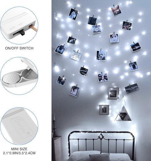16 Pack 6.5ft IP67 Onforu White Fairy Lights Battery Operated String Lights, Waterproof Twinkle Lights LED Lights