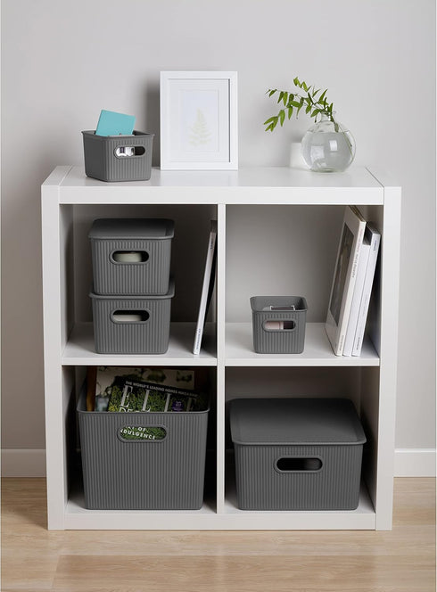 Baobab Multi-purpose Storage Basket, Medium with 5 Litres Capacity, Grey Anthracite, 18.1 x 27.2 x 13