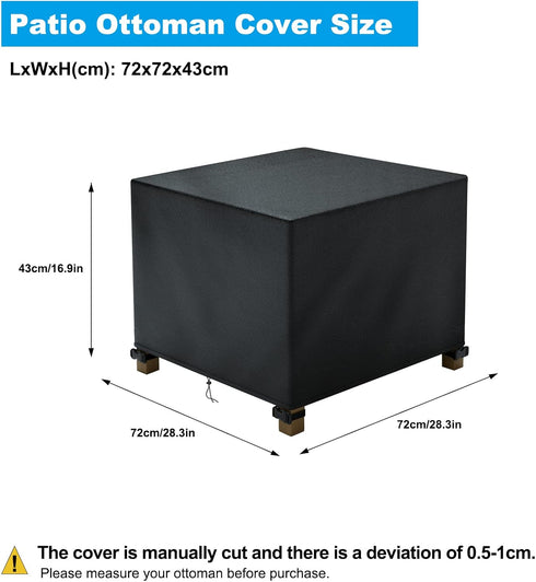 28.3 28.3 16.9 inch Patio Ottoman Cover Waterproof, x x Rectangular Outdoor Side Table Cover, Durable Outdoor Furniture