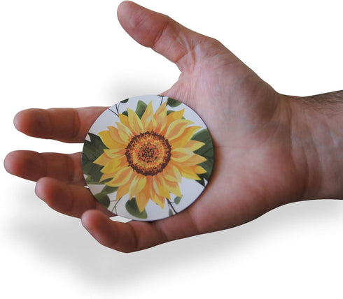 Sunflower Refrigerator Magnet – Vinyl 3” Round Flat Magnet for Fridge, Lockers, Home Kitchen and Farmhouse Decor – Self Adhesive to Metal Surfaces (1 Pack) by Novel Merk