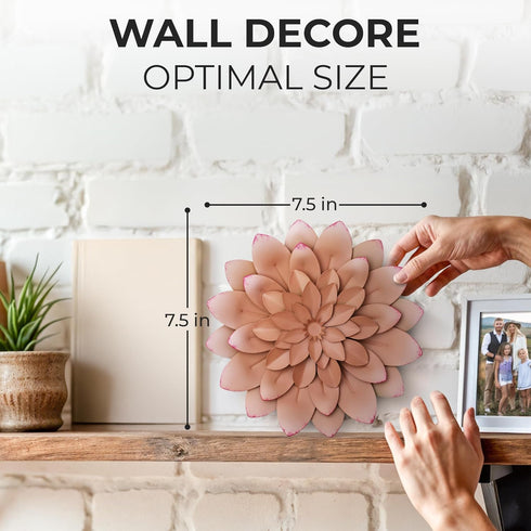Everydecor Succulent Metal Flowers Wall Decor, Pink Hand Painted 3D Flower Art for Indoor & Outdoor Use