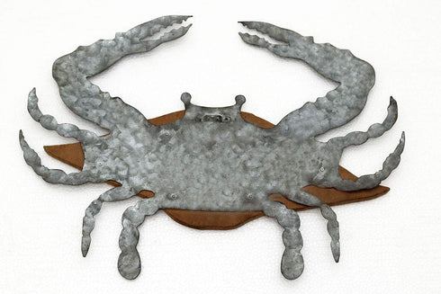 3D PARISLOFT Wood and Galvanized Ocean Theme Wall Hanging Decor (Crab), Rustic Farmhouse Decor for Living Room
