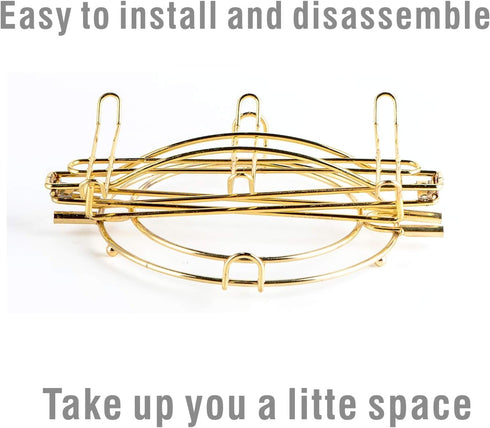 YOLIFE Gold Tea Cup Holder Display Stand - Metal Rack for 6 Cups and Saucers, Foldable Organizer