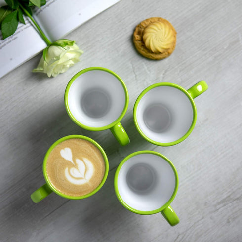 City to Cottage Handmade Lime Green and White Polka Dot Ceramic Coffee Mug, 7 oz / 200ml, Unique Gift