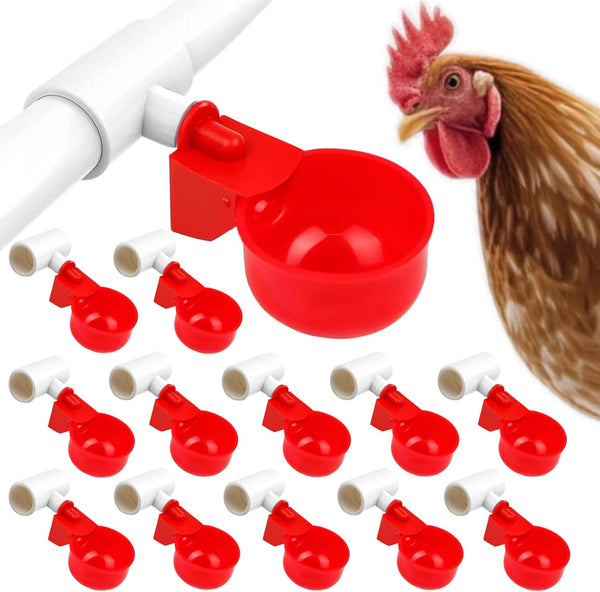 Generic 24 Pack Automatic Chicken Waterer Cups Kit, Gravity-Fed Poultry Drinker with PVC