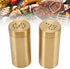 CHICIRIS Salt and Pepper Shaker, 2 Packs Stainless Steel Spice Shaker Gold Salt Container with Fine Mesh, Small Kitchen