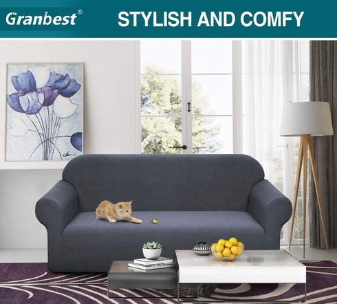 Granbest Premium High Stretch Water Repellent Sofa Cover Couch Slipcover Super Soft Fabric (Gray, Large)