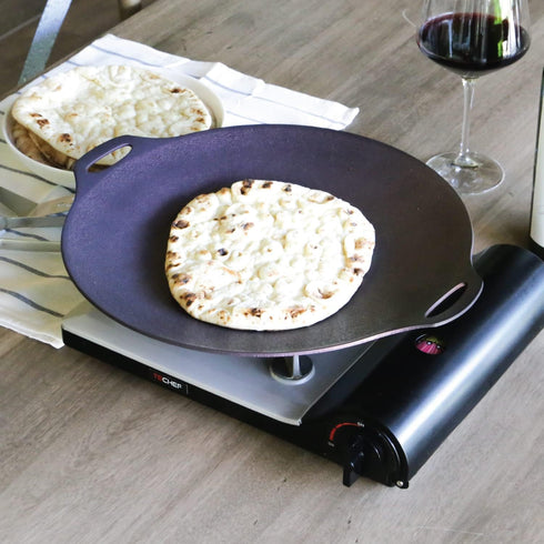 TECHEF 14-Inch Nonstick Round Griddle Grill Pan for Korean BBQ/Teppanyaki, Induction Ready, Purple