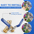 Denninal 2 304 3/4 Inch Brass Garden Hose Splitter Way Heavy Duty with Stainless Steel Long Handle, Outdoor Full Flow