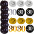 Black & Gold Glittery Happy 30th Birthday Banner, Poms, Sparkling 30 Hanging Swirls Kit