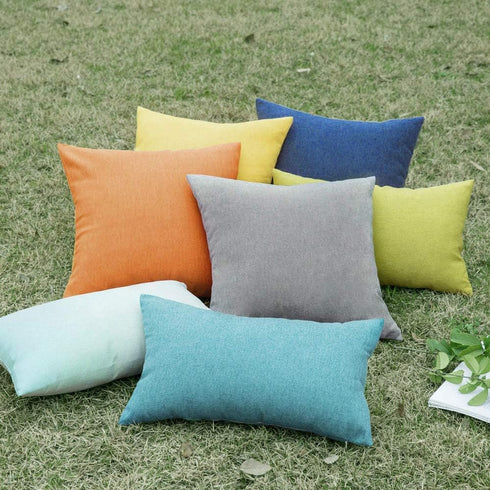 MIULEE Pack of 2 Decorative Outdoor Solid Waterproof Throw Pillow Covers, Faux Linen Cushion Cases for Summer Patio