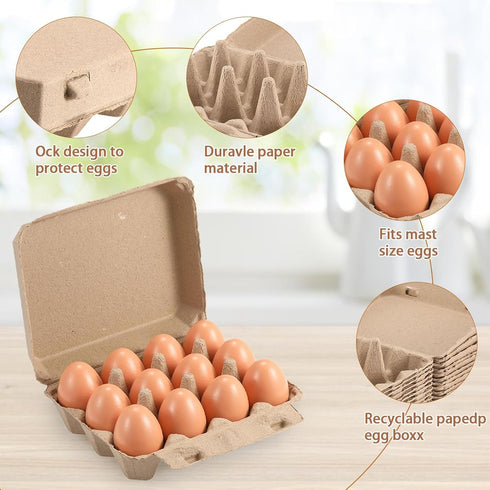 Poreids 20 Pack 34 12 Count, Dozen Egg Cartons Bulk - Style Reusable Cardboard Cartons Chicken Egg Crates