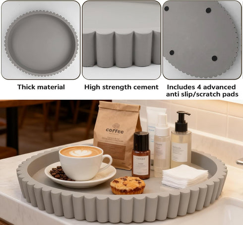 Vomktvcsr 13" Oval Tray for Coffee Table Dcor Concrete Modern Decorative Trays Home Dcor Accents -Circle Coffee Table