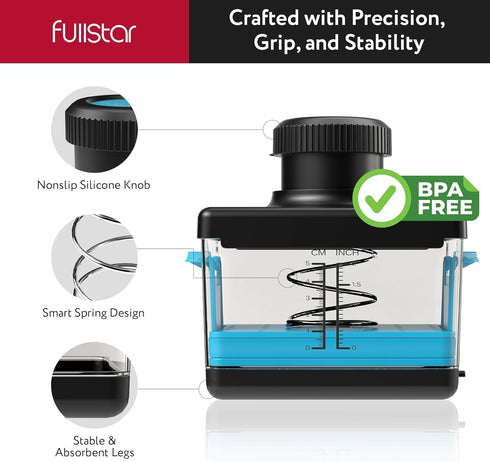 2-in-1 Fullstar Tofu Press & Cutter, Dishwasher Safe, BPA-Free, Press Box for Extra Firm & Silken Tofu (Blue)