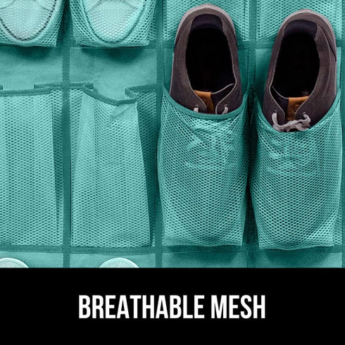 Gorilla Grip Slip Resistant Breathable Mesh Large 24 Pocket Shoe Organizer - Over the Door Sturdy Closet Storage Rack