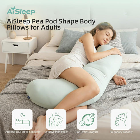 Body Pillows for Adults, Full Body Pillow for Side Sleepers, Long Body Pillow for Bed, Pea Pod Shape Long Pillow