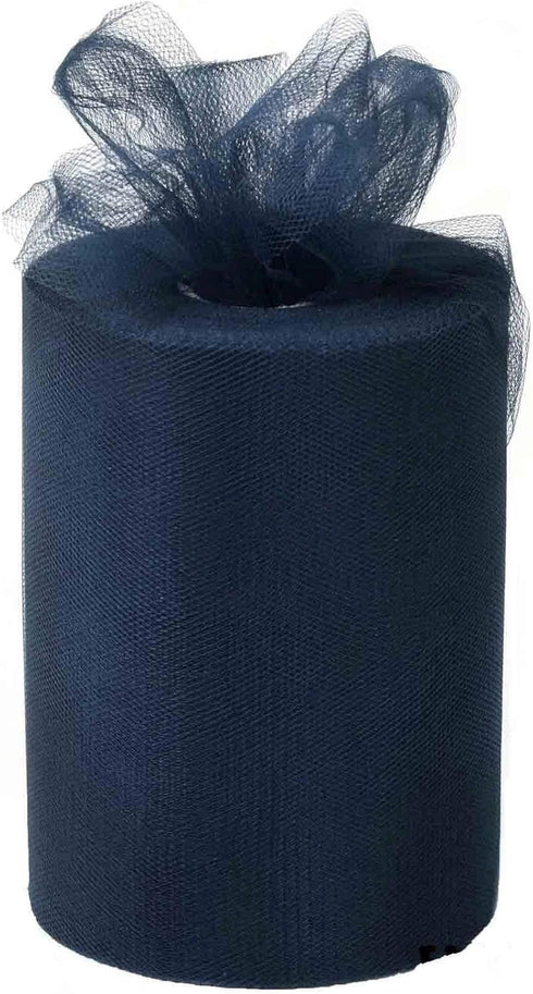 Navy Blue Tulle Wedding Decor - 6" x 100 Yards, Fabric Netting Ribbon for Wreath, Garland, Veil, Streamers, Bows, 4th