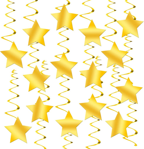 KatchOn Gold Star Hanging Swirls - Pack of 30, No DIY | Gold Star Decorations for Party and Events