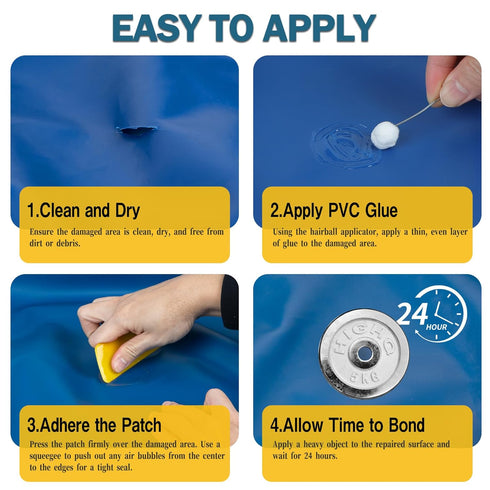 80ml Inflatable Repair Patch Kit with Glue Waterproof Vinyl & PVC Air Mattress Patch Kit for Air Beds, Pool Floats