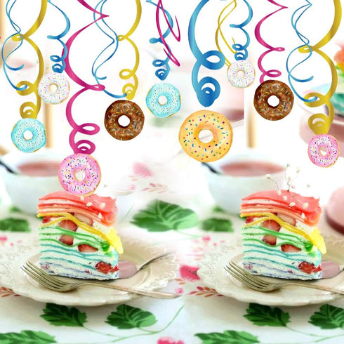 30Ct Donuts Party Supplies - Hanging Swirl Decorations for Kids, Home, Classroom, Baby Shower, Birthday