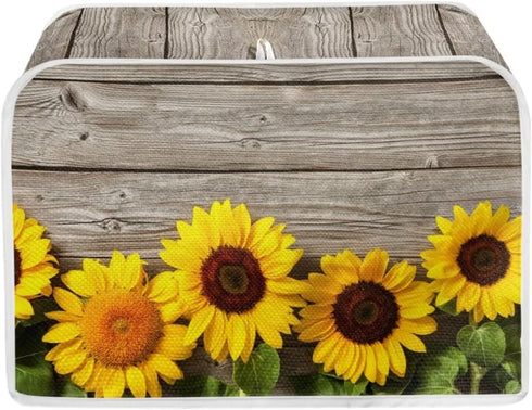 Sunflower Wooden Board Toaster Covers, Lightweight 4 Slice Stain Resistant Cover with Top Hook