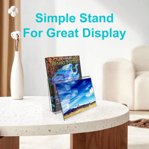 Acrylic Postcard Display Stand, 4 x 6 in Clear Easel Holder for Pictures, Books, Cards, Artworks, 2PC