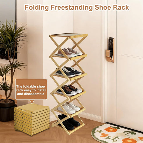 Closet Closet, (4 Simcat Shoe Rack for Bamboo Shoe Storage Freestanding Shoe Storage Shelf for Entryway, Front Door