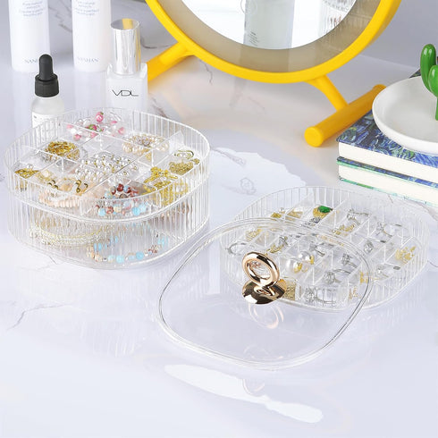 LETURE 3-Layer Acrylic Jewelry Organizer Box for Stud Earrings, Necklaces, Bracelets, and Small Bead Storage