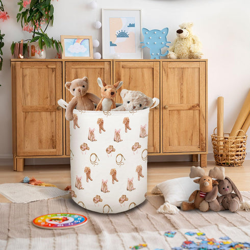 HKTZM Western Rodeo Bow Cowgirl Laundry Basket, Toybox for Girls Room, Western Laundry Basket Hamper Waterproof