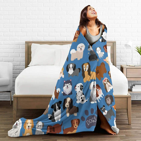 Perinsto 60"X50" Cute Puppy Dogs Animal Throw Blanket Ultra Soft Warm All Season Decorative Fleece Blankets for Bed