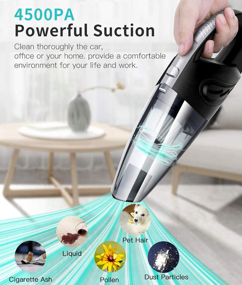 Handheld Vacuum Cordless Portable Wet Dry Vacuum Cleaner for Car Home Pet Hair with Filter Rechargeable 2200mAh Lithium Battery 120W 6000PA Powerful Suction (Adapter) by HZXINWANG