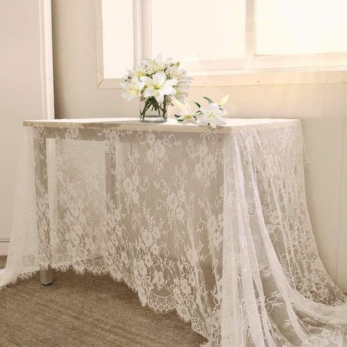 B-COOL White Lace Tablecloth 60 x 120 Inches Rectangle Vintage Embroidered for Wedding