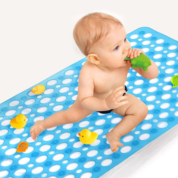 Non-Slip Bath Mat for Tub, 30 x 17 Inch Machine Washable Shower Mat with Suction Cups, Quick Drain Bathtub Mat for