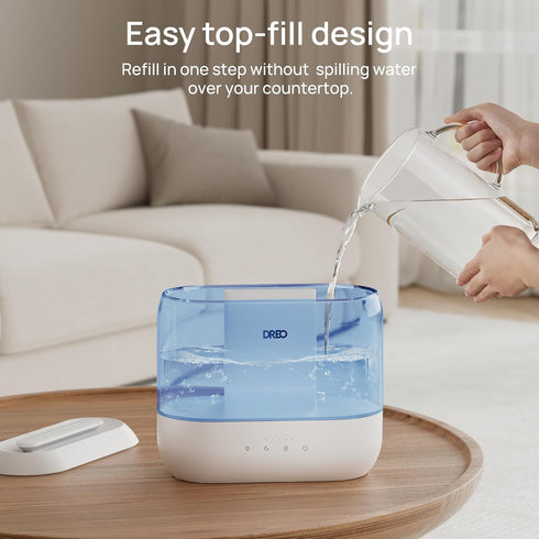 Dreo Humidifiers for Bedroom - Top Fill 4L Cool Mist Humidifier with Oil Diffuser and Nightlight, 32H Runtime