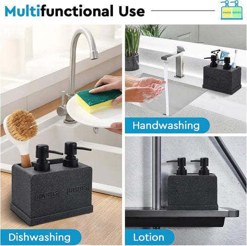 Set,Hand 4-in-1 Set Kitchen Soap Dispenser and Dish Soap Dispenser,Sponge Caddy and Brush Holder Kitchen Dual Soap