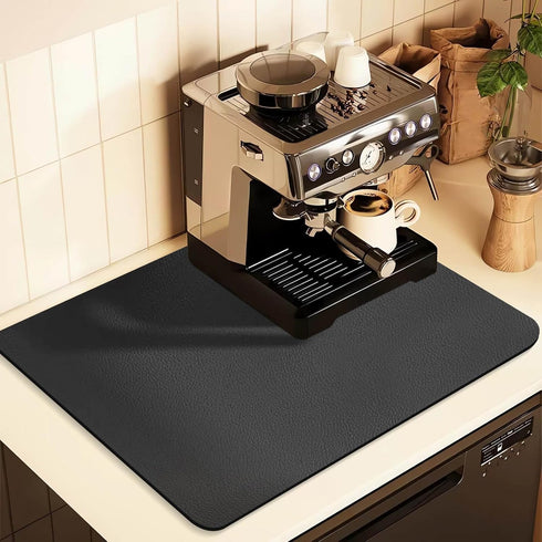 Dark Gray Coffee Mat for Countertops, Absorbent Rubber Mat for Coffee Bar Accessories Under Espresso Machine, 16"x24"