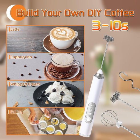 Generic 3 3 Handheld Milk Frother, Heads Milk Frother Rechargeable, Speed Adjustable Coffee Mixer Electric Handheld