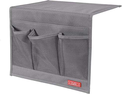 Bedside Storage Organizer Caddy for Remotes Phone Glasses (Classic 4 Pockets-Grey)