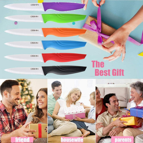 Steak Knives Set of 6 Multi-color Kitchen Ceramic Knife Set for Outdoor BBQ