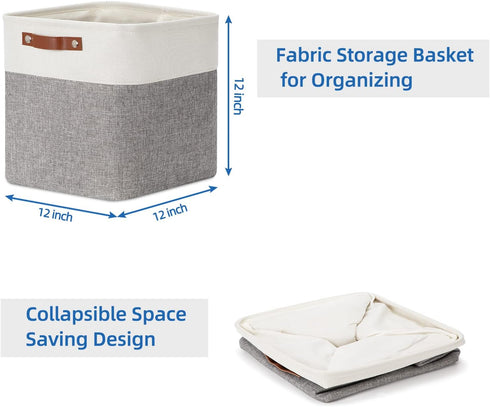 Temary 12 Inch Storage Baskets, Foldable Fabric Storage Cubes 4PCs for Organizing Clothes and Towels