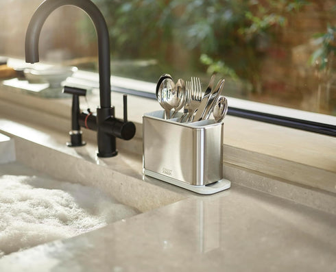 Joseph Joseph Surface Kitchen Sink Cutlery Drainer - Utensil Holder with Draining Base, Stainless Steel Storage