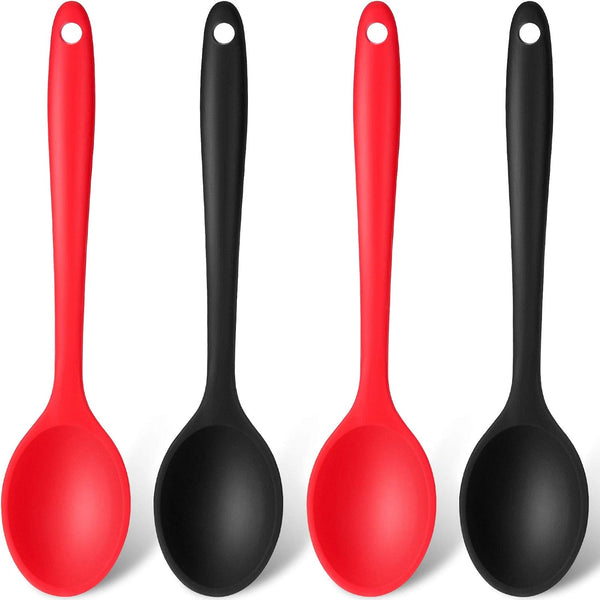 Patelai 4 Pieces Small Multicolored Silicone Spoons - Nonstick Kitchen Spoon for Cooking, Baking, Mixing