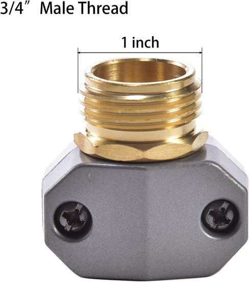 Zinc and Brass Male Clamp Coupling, Fits 3/4" or 5/8" Garden Hose Repair Fitting