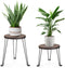 Yangbaga Wooden Plant Stands Indoor: 2Pack 11.81IN Round Planter Stands with Metal