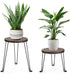 Yangbaga Wooden Plant Stands Indoor: 2Pack 11.81IN Round Planter Stands with Metal