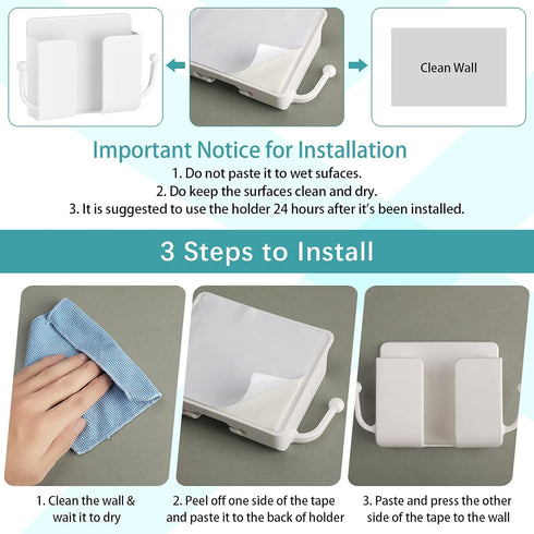 6 Pieces Wall Mount Phone Holder Self-Adhesive Organizer Storage Box for Bedroom (White, Yellow, Green, Pink, Blue)