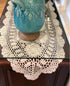 Damanni Oval Cotton Handmade Crochet Lace Table Runner Doilies, 15 Inch by 63 Inch, Beige