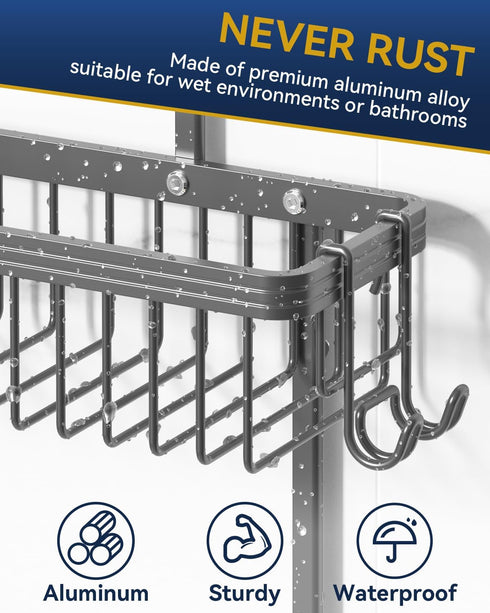 YASONIC Shower Caddy Hanging, Never Rust Shower Organizer Hanging, Aluminum Shower Racks for Inside Shower with Hooks