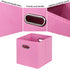 Fabric Cubby Storage Bins, Set of 3 - 13x13x13 Inches Foldable Organizer Bins with Dual Handles in Pink