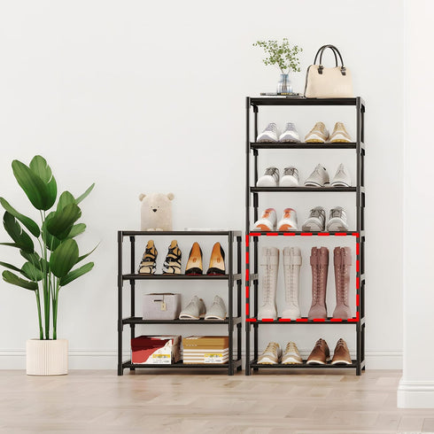 SOKOSEN 4-Tier Closet Small Shoe Rack, Metal Stackable Kids Shoe Shelf Storage Zapateras Organizer,Narrow Shoe Rack